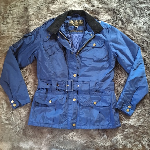 Barbour Jackets & Blazers - BARBOUR Waterproof Metallic Amelia US 6 Belt Blue
